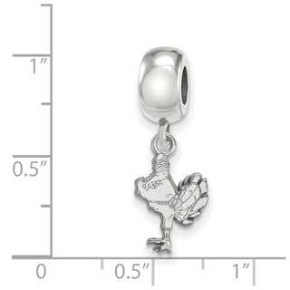 Sterling Silver Rhodium-plated LogoArt Virginia Tech HokieBird Small Dangle Bead Charm