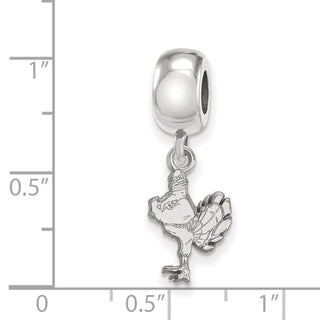 Sterling Silver Rhodium-plated LogoArt Virginia Tech HokieBird Small Dangle Bead Charm