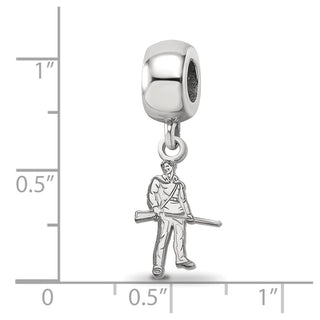 Sterling Silver Rhodium-plated LogoArt West Virginia University Mountaineer Extra Small Dangle Bead Charm