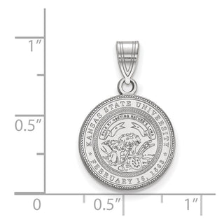 Sterling Silver Rhodium-plated LogoArt Kansas State University Medium Crest Pendant