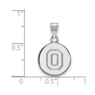 10k White Gold LogoArt The Ohio State University Letter O Small Disc Pendant