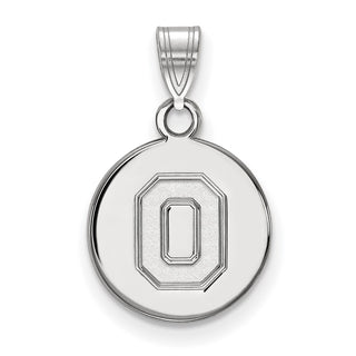 14k White Gold LogoArt The Ohio State University Letter O Small Disc Pendant