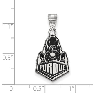 Sterling Silver Rhodium-plated LogoArt Purdue University Boilermakers Train Logo Large Enameled Pendant