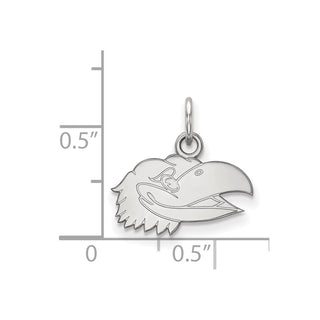 Sterling Silver Rhodium-plated LogoArt University of Kansas Jayhawk Extra Small Pendant SS060UKS