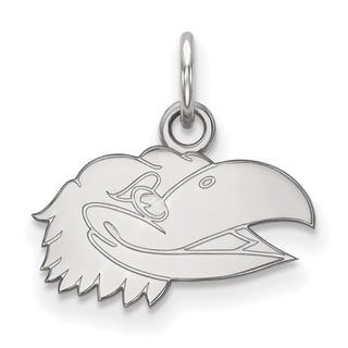 Sterling Silver Rhodium-plated LogoArt University of Kansas Jayhawk Extra Small Pendant SS060UKS