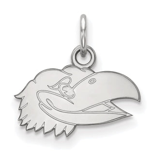 Sterling Silver Rhodium-plated LogoArt University of Kansas Jayhawk Extra Small Pendant SS060UKS