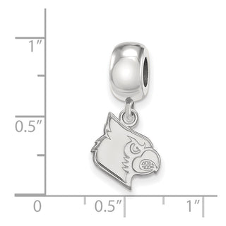 Sterling Silver Rhodium-plated LogoArt University of Louisville Cardinal Small Dangle Bead Charm