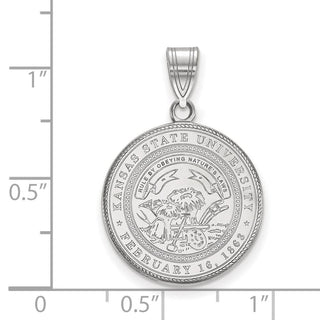 Sterling Silver Rhodium-plated LogoArt Kansas State University Large Crest Pendant