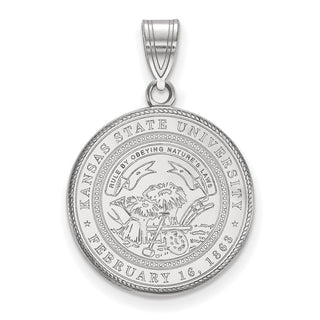 Sterling Silver Rhodium-plated LogoArt Kansas State University Large Crest Pendant