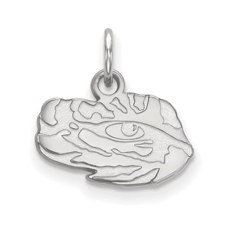 Sterling Silver Rhodium-plated LogoArt Louisiana State University Tiger Eye Extra Small Pendant
