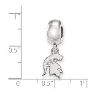 Sterling Silver Rhodium-plated LogoArt Michigan State University Spartan Extra Small Dangle Bead Charm