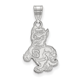 Sterling Silver Rhodium-plated LogoArt North Carolina State University Wolf Large Pendant