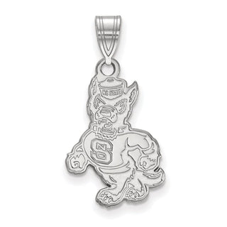 10k White Gold LogoArt North Carolina State University Wolf Large Pendant