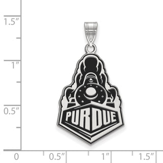 Sterling Silver Rhodium-plated LogoArt Purdue University Boilermakers Train Logo Extra Large Enameled Pendant