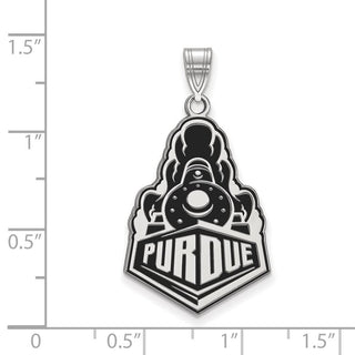 Sterling Silver Rhodium-plated LogoArt Purdue University Boilermakers Train Logo Extra Large Enameled Pendant