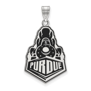Sterling Silver Rhodium-plated LogoArt Purdue University Boilermakers Train Logo Extra Large Enameled Pendant