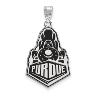 Sterling Silver Rhodium-plated LogoArt Purdue University Boilermakers Train Logo Extra Large Enameled Pendant