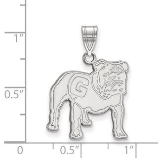 Sterling Silver Rhodium-plated LogoArt University of Georgia Bulldog Large Pendant SS061UGA