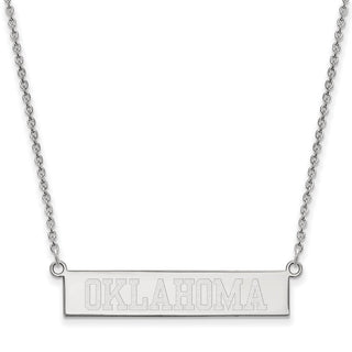 Sterling Silver Rhodium-plated LogoArt University of Oklahoma Small Bar 18 inch Necklace
