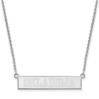 Sterling Silver Rhodium-plated LogoArt University of Oklahoma Small Bar 18 inch Necklace