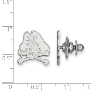 Sterling Silver Rhodium-plated LogoArt East Carolina University Pirate Lapel Pin