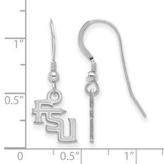 Sterling Silver Rhodium-plated LogoArt Florida State University F-S-U Extra Small Dangle Wire Earrings