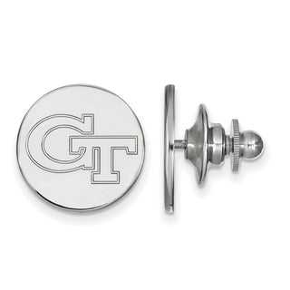 Sterling Silver Rhodium-plated LogoArt Georgia Institute of Technology G-T Lapel Pin