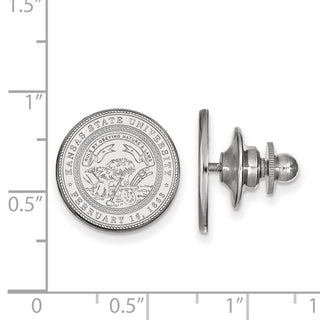 Sterling Silver Rhodium-plated LogoArt Kansas State University Crest Lapel Pin