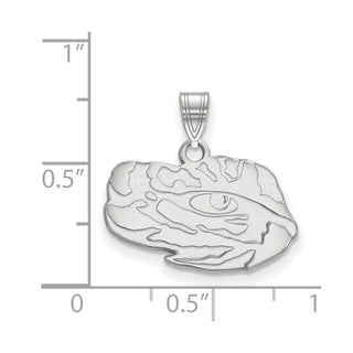 Sterling Silver Rhodium-plated LogoArt Louisiana State University Tiger Eye Small Pendant