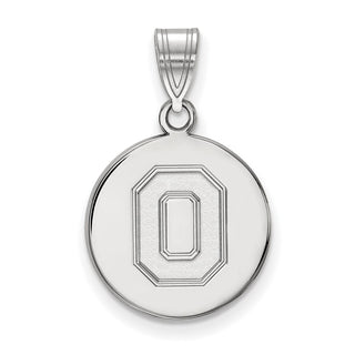 14k White Gold LogoArt The Ohio State University Letter O Medium Disc Pendant