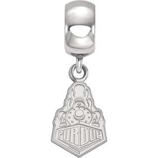 Sterling Silver Rhodium-plated LogoArt Purdue University Boilermakers Train Logo Small Dangle Bead Charm