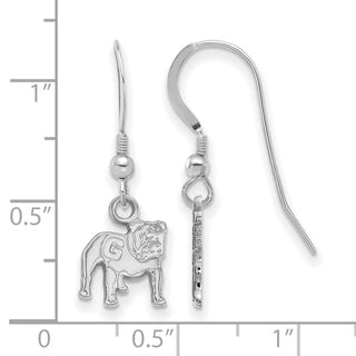 Sterling Silver Rhodium-plated LogoArt University of Georgia Bulldog Extra Small Dangle Wire Earrings