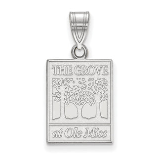 Sterling Silver Rhodium-plated LogoArt University of Mississippi The Grove at Ole Miss Medium Pendant