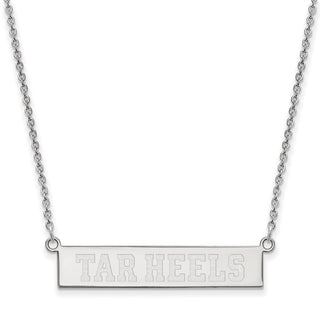 Sterling Silver Rhodium-plated LogoArt University of North Carolina Tar Heels Small Bar 18 inch Necklace