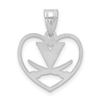 Sterling Silver Rhodium-plated LogoArt University of Virginia Heart Pendant