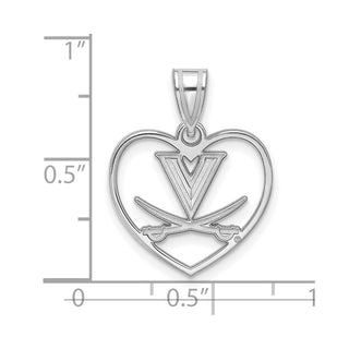 Sterling Silver Rhodium-plated LogoArt University of Virginia Heart Pendant