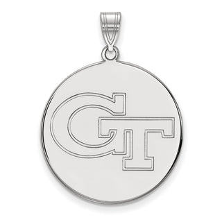 Sterling Silver Rhodium-plated LogoArt Georgia Institute of Technology G-T Extra Large Disc Pendant