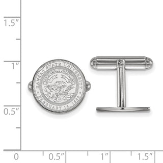 Sterling Silver Rhodium-plated LogoArt Kansas State University Crest Cuff Links