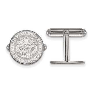 Sterling Silver Rhodium-plated LogoArt Kansas State University Crest Cuff Links