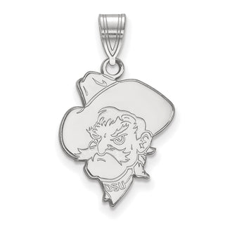Sterling Silver Rhodium-plated LogoArt Oklahoma State University Cowboy Large Pendant SS063OKS