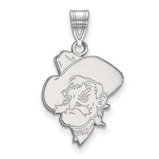 Sterling Silver Rhodium-plated LogoArt Oklahoma State University Cowboy Large Pendant SS063OKS