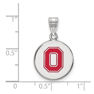 Sterling Silver Rhodium-plated LogoArt The Ohio State University Letter O Medium Enameled Disc Pendant