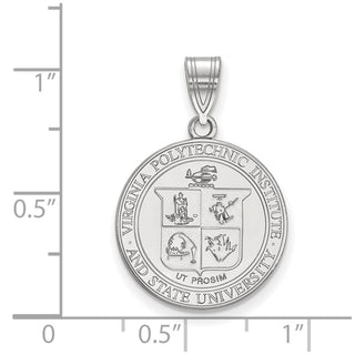 Sterling Silver Rhodium-plated LogoArt Virginia Tech Large Crest Pendant