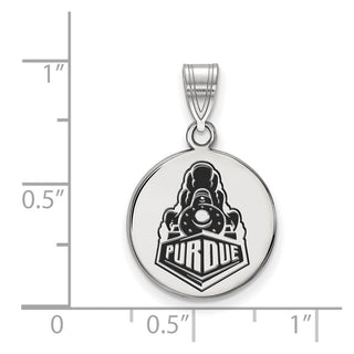 Sterling Silver Rhodium-plated LogoArt Purdue University Boilermakers Train Logo Medium Enameled Disc Pendant