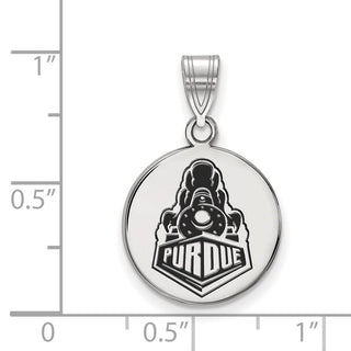 Sterling Silver Rhodium-plated LogoArt Purdue University Boilermakers Train Logo Medium Enameled Disc Pendant