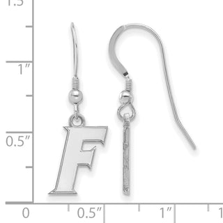 Sterling Silver Rhodium-plated LogoArt University of Florida Letter F Small Dangle Wire Earrings