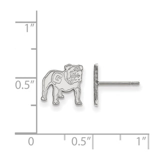 Sterling Silver Rhodium-plated LogoArt University of Georgia Bulldog Extra Small Post Earrings SS064UGA