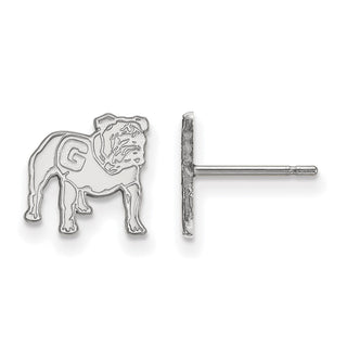 Sterling Silver Rhodium-plated LogoArt University of Georgia Bulldog Extra Small Post Earrings SS064UGA
