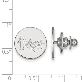 Sterling Silver Rhodium-plated LogoArt University of Nebraska Huskers Lapel Pin