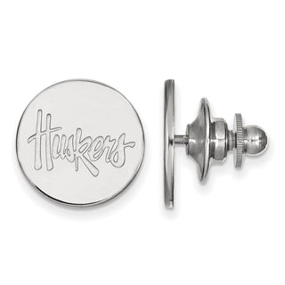 14k White Gold LogoArt University of Nebraska Huskers Lapel Pin